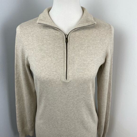 Tommy Bahama Tan Khaki Long Sleeve Knit Sweater Dress Medium - Picture 3 of 9